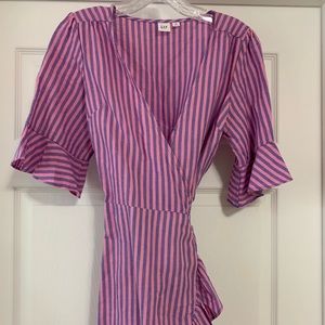 Gap Striped Wrap Dress